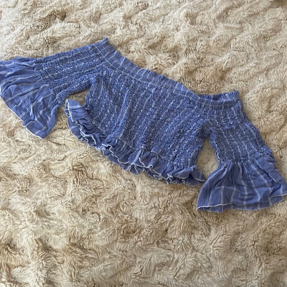 Free People Crop top indigo with white stripes